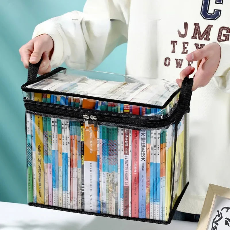 1 Pcs Foldable Book Box Student Dormitory Classroom Book Organizer Transparent Waterproof Household Book Organizing Storage Box