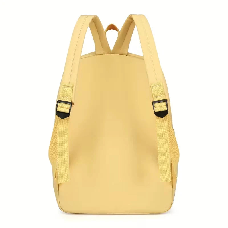 Elegant Casual Daypack, Solid Nylon Backpack with Adjustable Shoulder Strap and Pom Pom Charm for Women Daily Use All Occasions