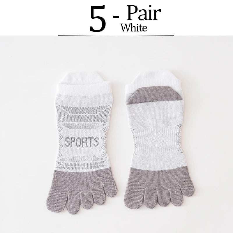 5 Pairs Ankle Toe Socks Sport Professional Cotton Colorful Sweat-Absorbing Breathable Fitness Hiking Cycling 5 Finger Boat Socks