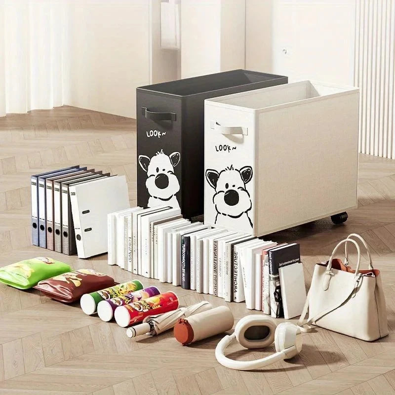 Rolling Storage Basket With Handle, Suitable For Multifunctional Storage In Homes, Offices, Bathrooms, And Small Spaces