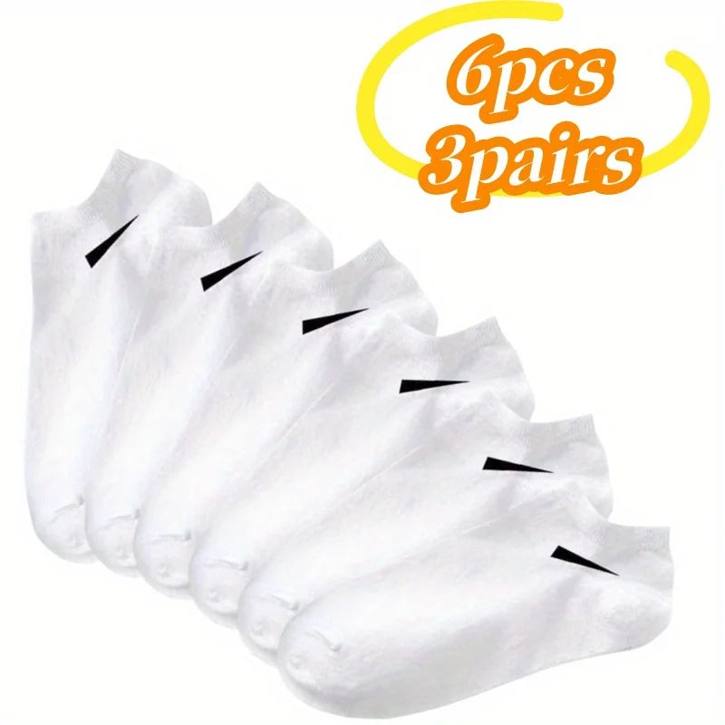 12pcs (6pairs)/6pcs (3pairs) Men's Breathable Socks Solid Color Simple Design Durable and Moisture Absorbing