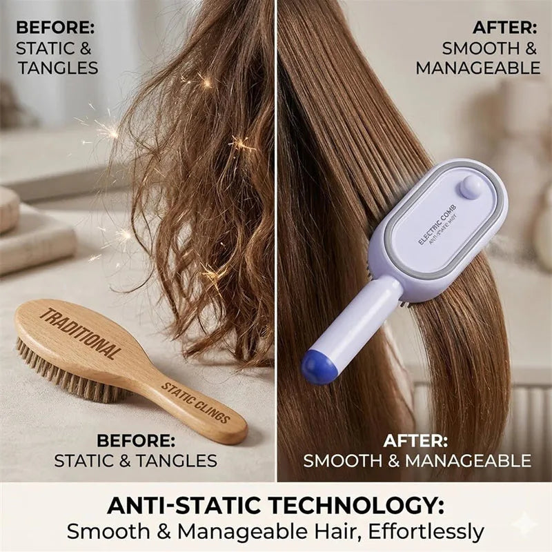 Electric Spray Air Cushions Massage Comb 3-in-1 Self-Cleaning Steam Essential Oil Brush Rechargeable Spray Scalp Massager Comb