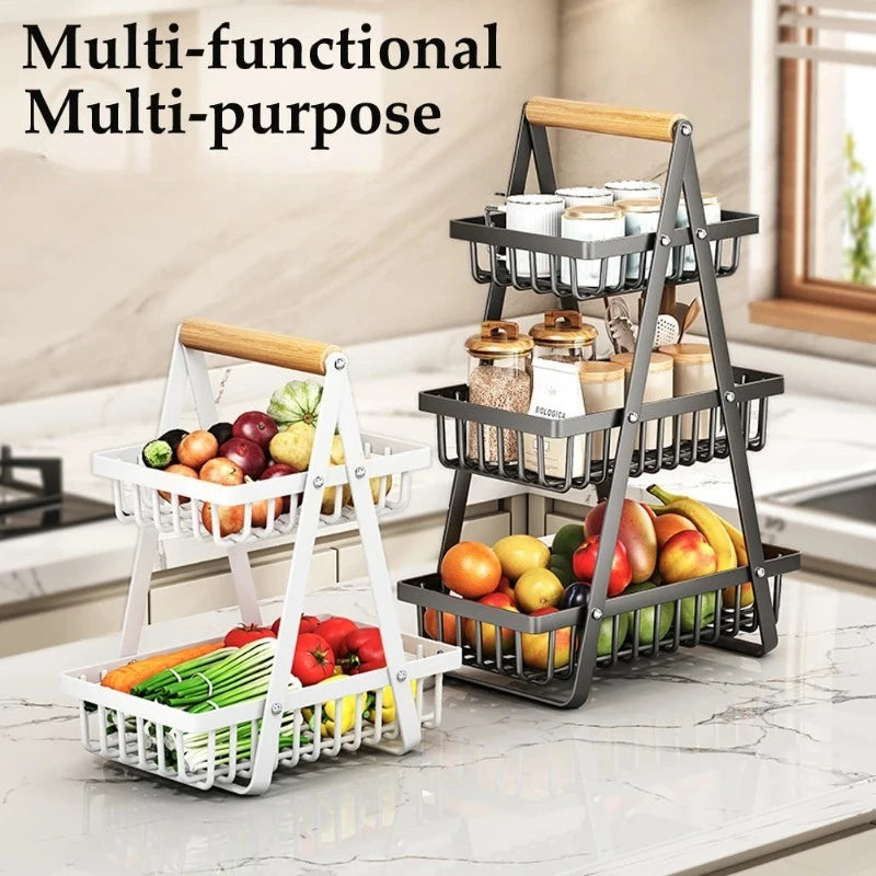 Multi Functional Storage Basket, Desktop Shelf, Snack and Fruit Storage Stand, Kitchen Seasoning and Tableware Storage Rack
