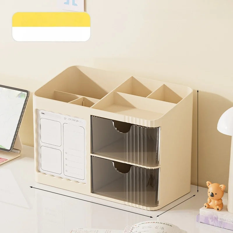 Cute Desktop Storage Organizer Box with Drawers, Multi-Compartment Cosmetic & Stationery Holder for Kids & Home