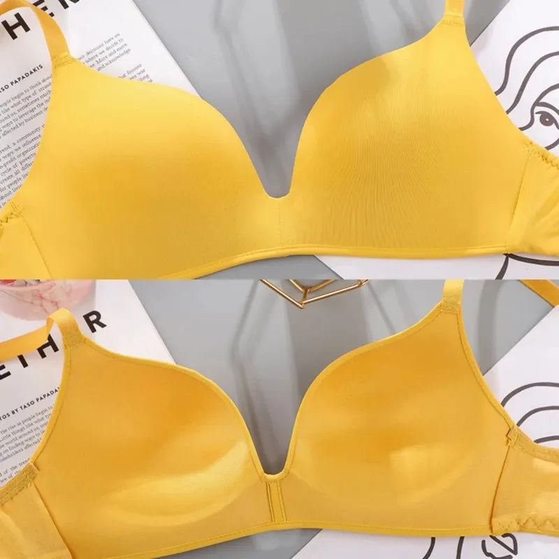 Simple Seamless Underwear Sexy Gathered Bras Soft Breathable Bras Solid Color Underwear Girls Women Underwear Accessories