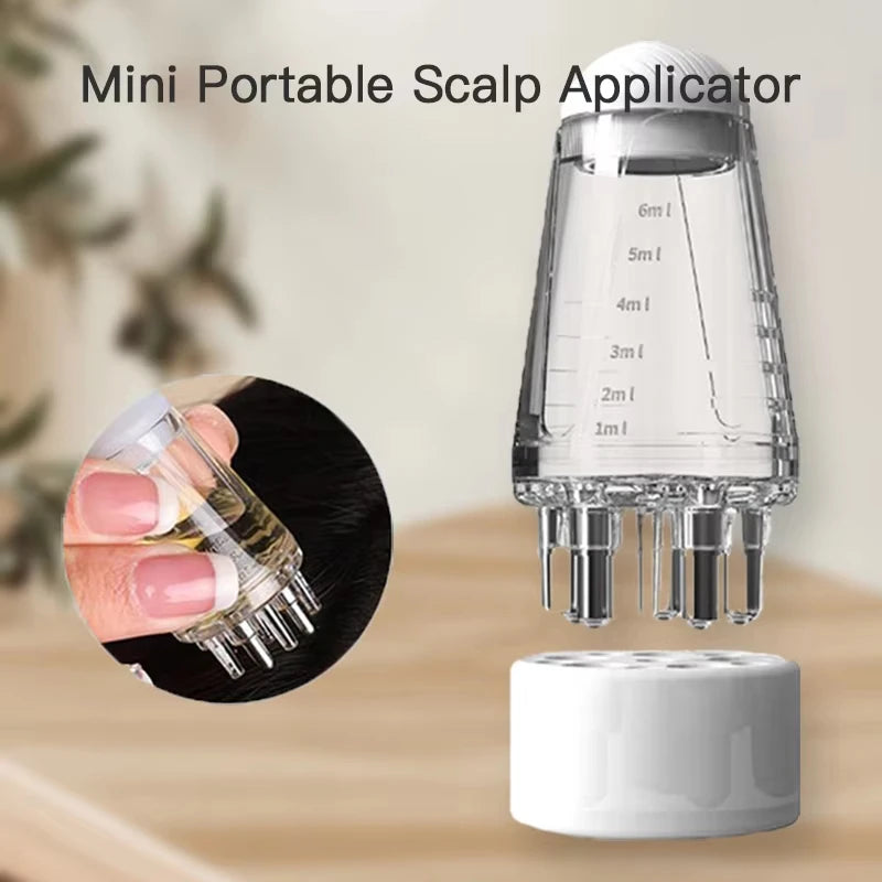 Mini Portable Scalp Massage Comb, A Tool To Assist In Combing Hair Roots With Liquid, Featuring An Oil-Infusing Rollerball Appli