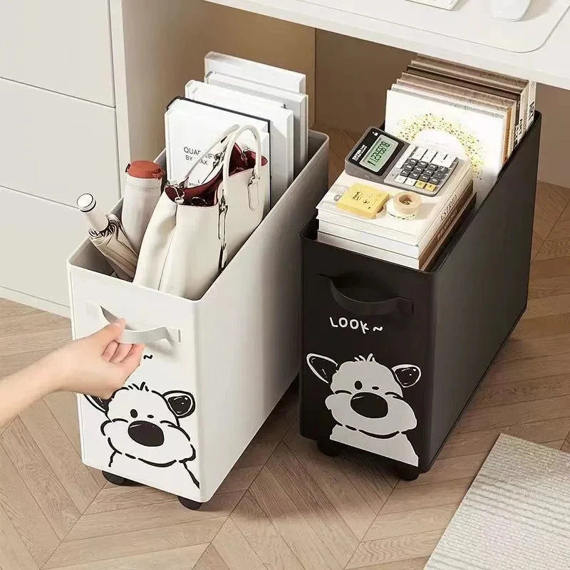 Rolling Storage Basket With Handle, Suitable For Multifunctional Storage In Homes, Offices, Bathrooms, And Small Spaces