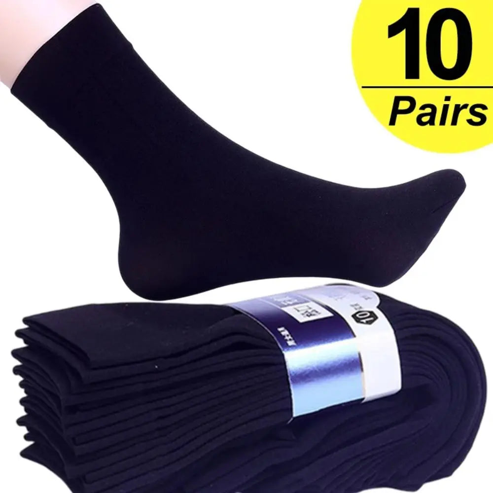 10pairs Casual Breathable Men Ice Silk Socks Soft Elastic Solid Business Socks Ultra-thin Socks