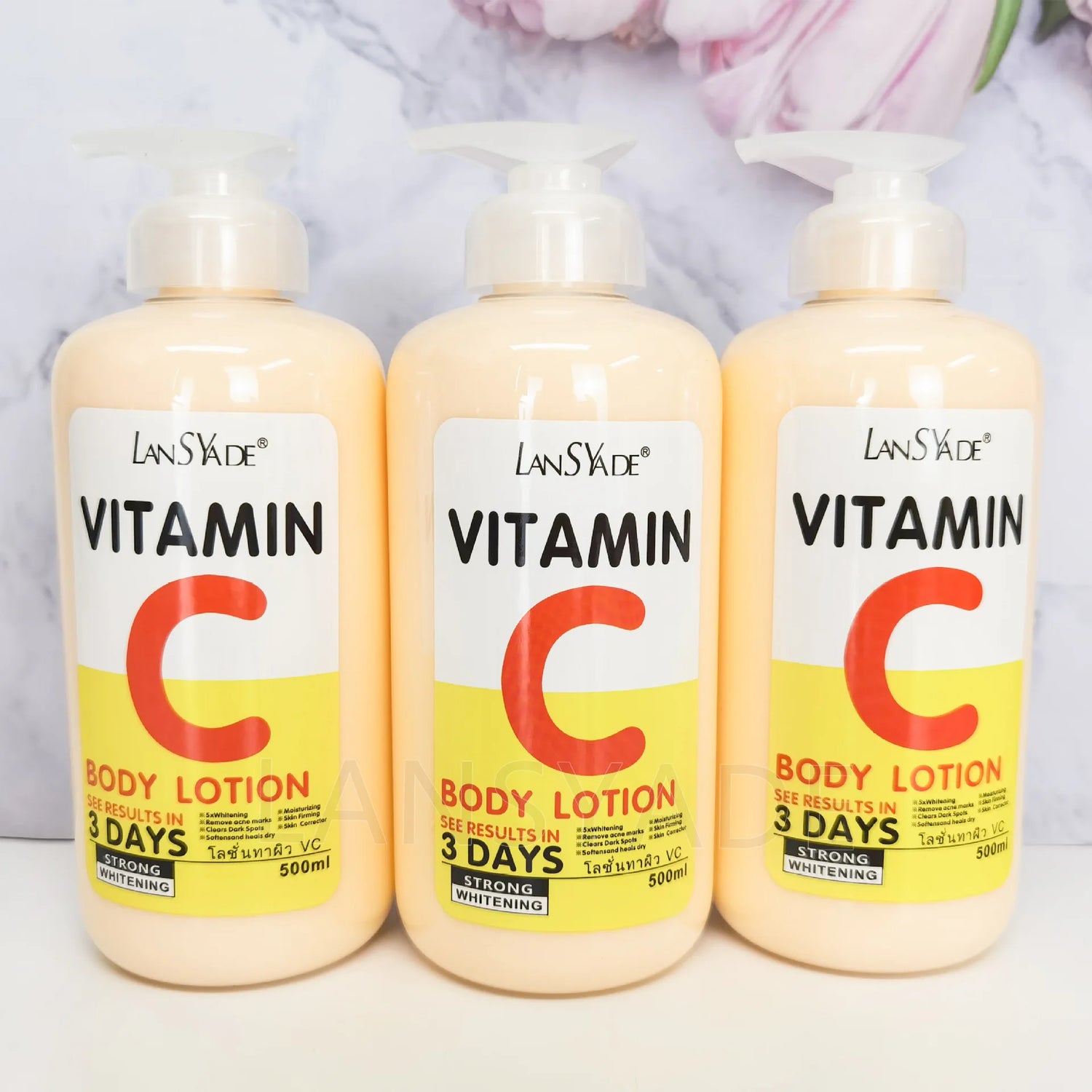 500ml LANSYADE AHA Brightening Body Lotion Arbutin Moisturizing Firming Body Cream Vitamin C Soften Skin Essence Lotion