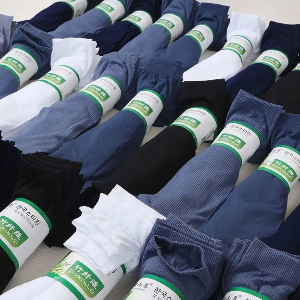 10pairs Casual Breathable Men Ice Silk Socks Soft Elastic Solid Business Socks Ultra-thin Socks