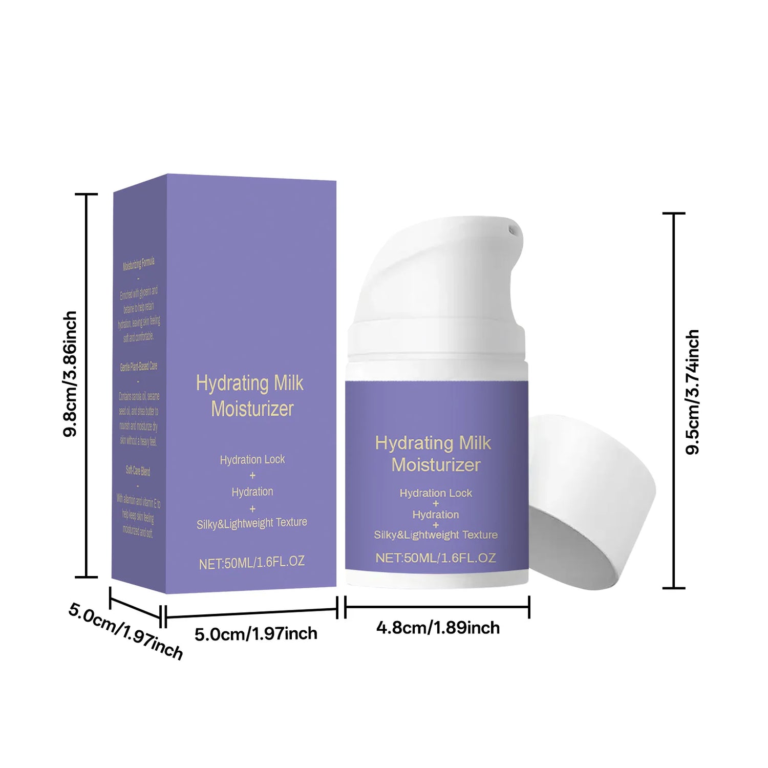 Hydrating Milk Moisturizer 50ml for All Skin Types Lightweight Non-Greasy Daily Face Balm with Shea Butter and Glycerin