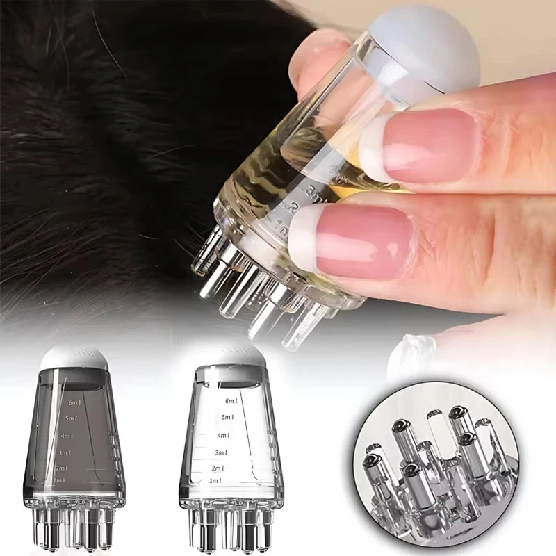 Mini Portable Scalp Massage Comb, A Tool To Assist In Combing Hair Roots With Liquid, Featuring An Oil-Infusing Rollerball Appli