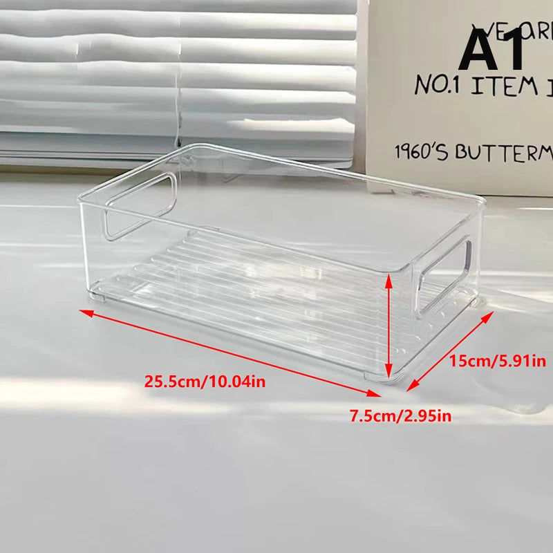 Storage Box With Partitions Refrigerator Organizer Bin Plastic Food Storage Organizer Tapes, Books, Seasoning Bags Storage Boxes