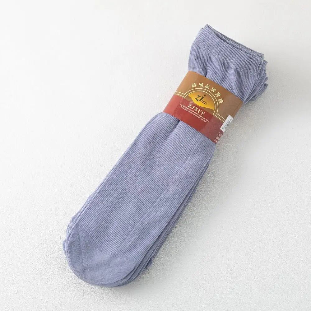 10pairs Casual Breathable Men Ice Silk Socks Soft Elastic Solid Business Socks Ultra-thin Socks