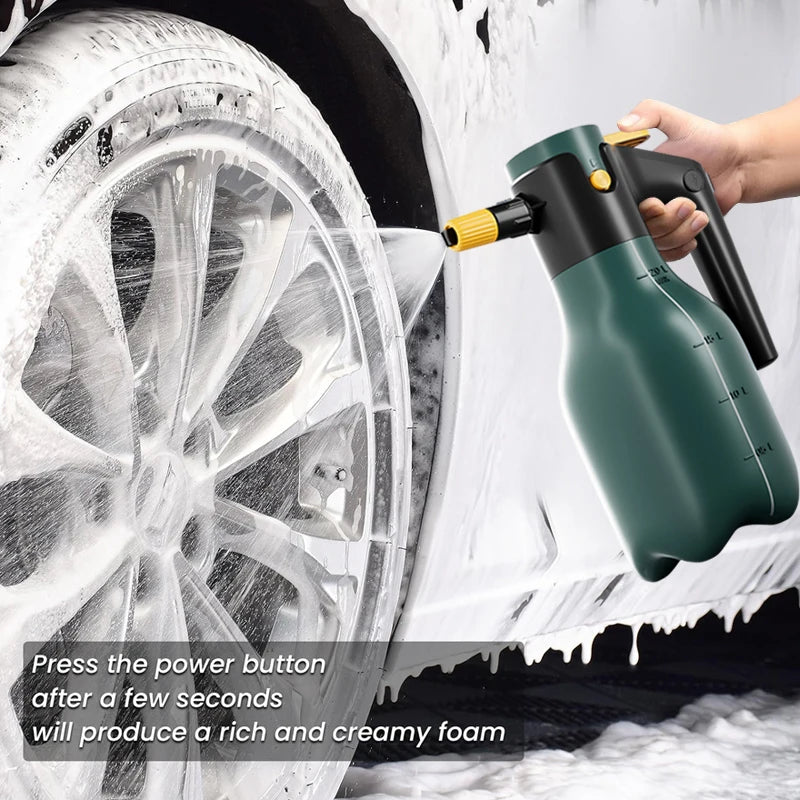 Upgraded 2L Electric Foam Spray Bottle 60° Adjustable High Pressure Car Wash Cannon for Vehicle/Home/Garden Cleaning Sprayer