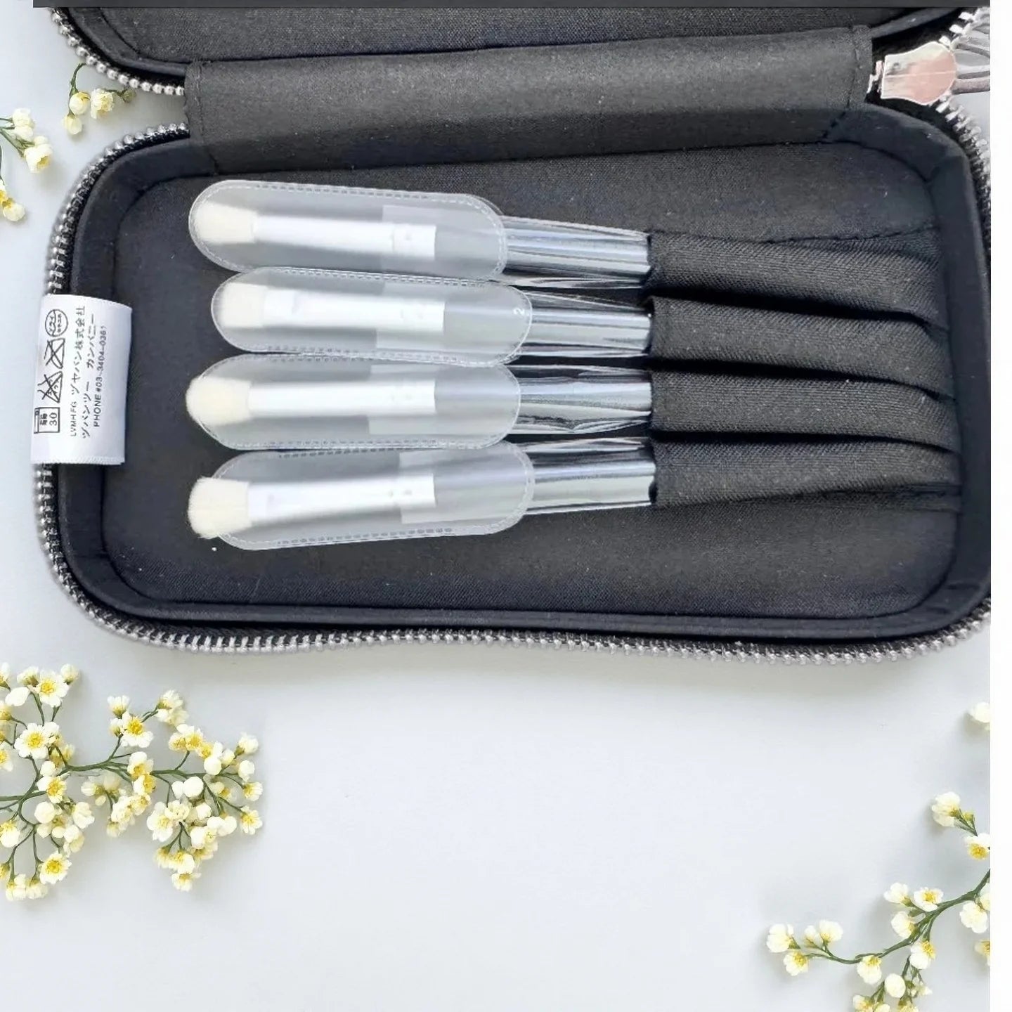 Luxury Travel Makeup Brush Set Including Foundation Brush, Blush Brush, Eyeshadow Brush, and Eyeliner Brush. Makeup Tools.