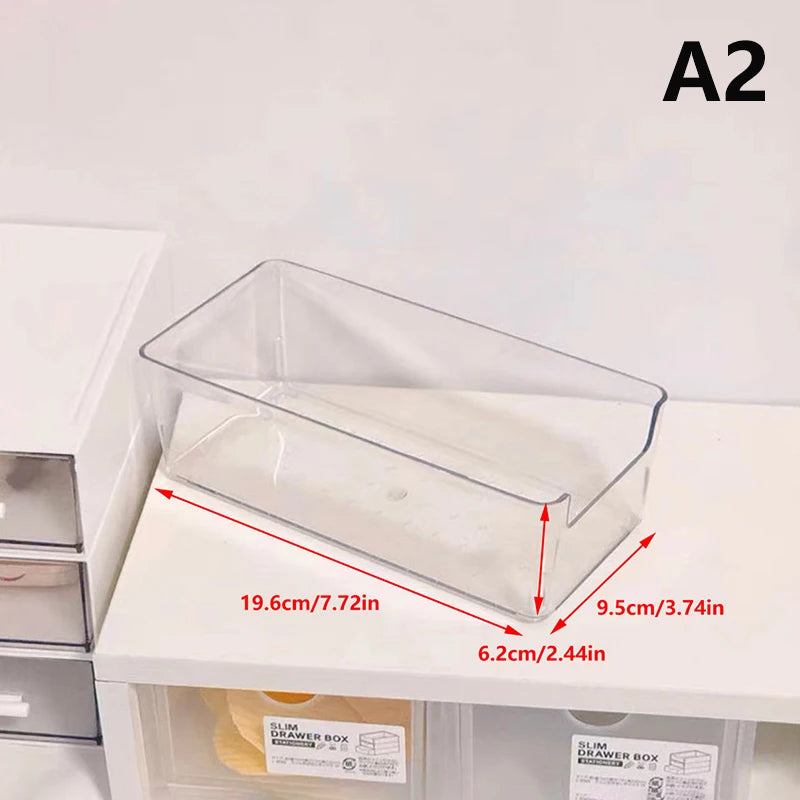 Storage Box With Partitions Refrigerator Organizer Bin Plastic Food Storage Organizer Tapes, Books, Seasoning Bags Storage Boxes
