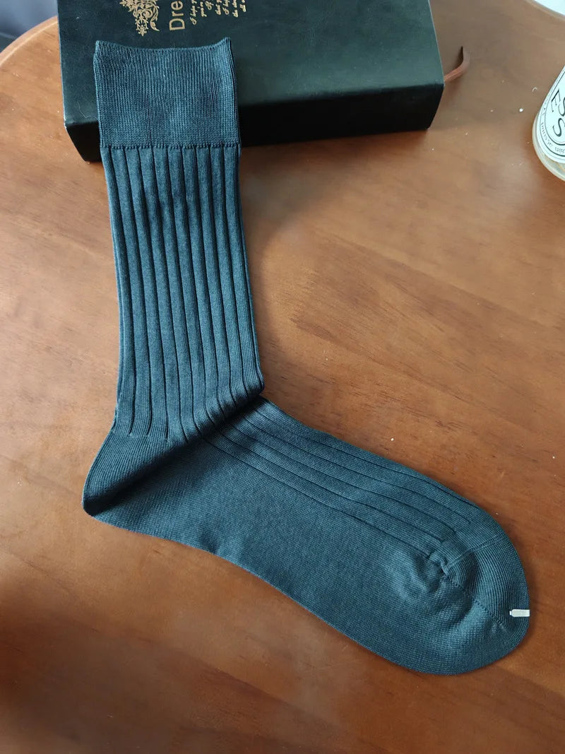 3 Pairs/Lot Solid Color Breathable Long Socks High Quality Knitting Cotton Mens Casual Business Male Dress Formal Sock