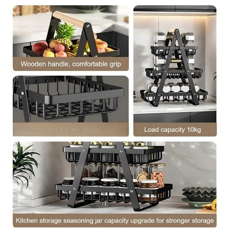 Multi Functional Storage Basket, Desktop Shelf, Snack and Fruit Storage Stand, Kitchen Seasoning and Tableware Storage Rack