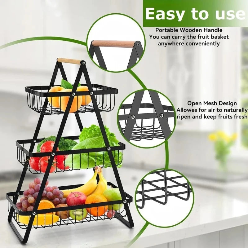 Multi Functional Storage Basket, Desktop Shelf, Snack and Fruit Storage Stand, Kitchen Seasoning and Tableware Storage Rack