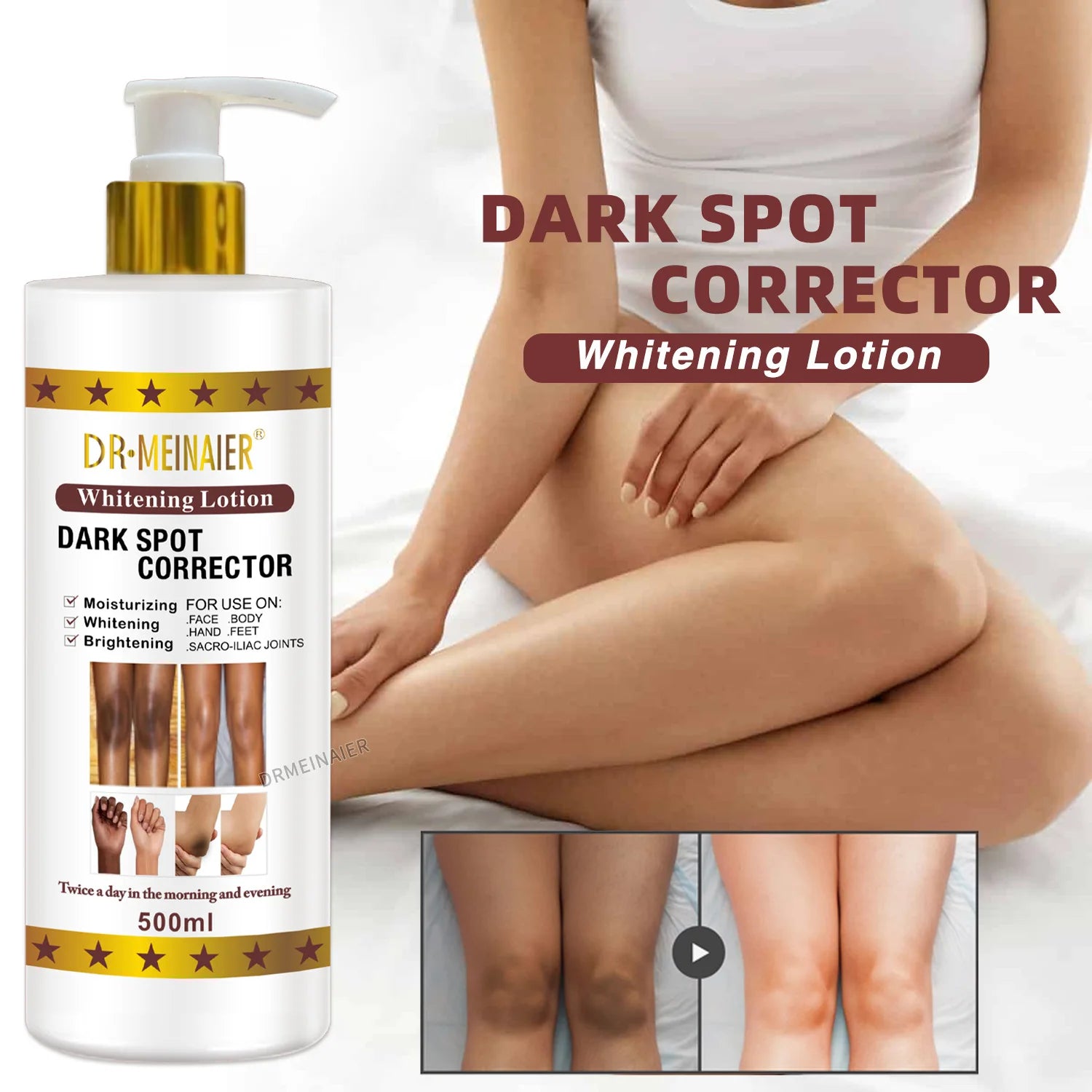 500ml Vegan Brightening Body Lotion, with AHA, Niacinamide, Moisturizing, Hydration, for All Skin Type, Radiant Skin Body Cream