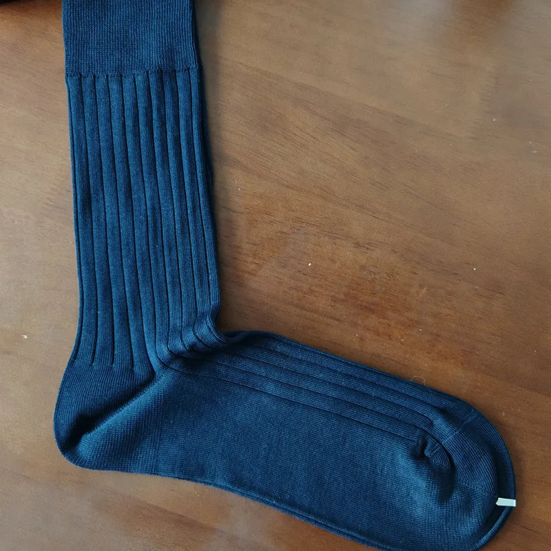 3 Pairs/Lot Solid Color Breathable Long Socks High Quality Knitting Cotton Mens Casual Business Male Dress Formal Sock