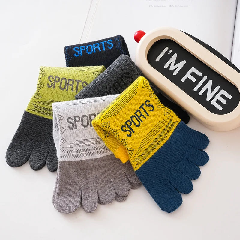 5 Pairs Ankle Toe Socks Sport Professional Cotton Colorful Sweat-Absorbing Breathable Fitness Hiking Cycling 5 Finger Boat Socks