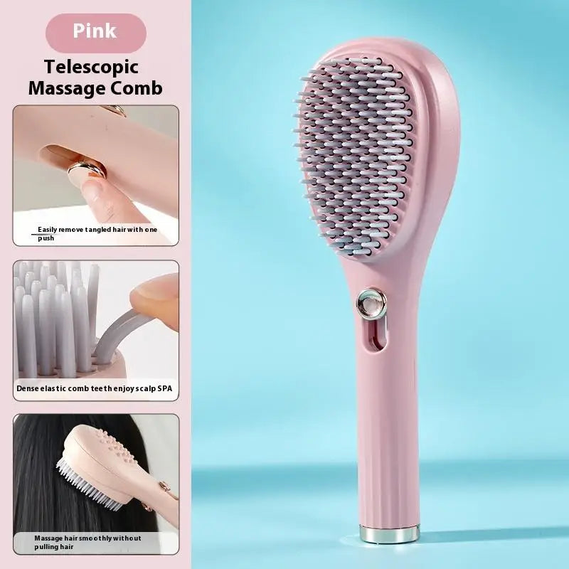 Portable Telescopic Comb With Scalp Massage Self-Cleaning - Women's Salon Styling Tool Compact Magic Comb