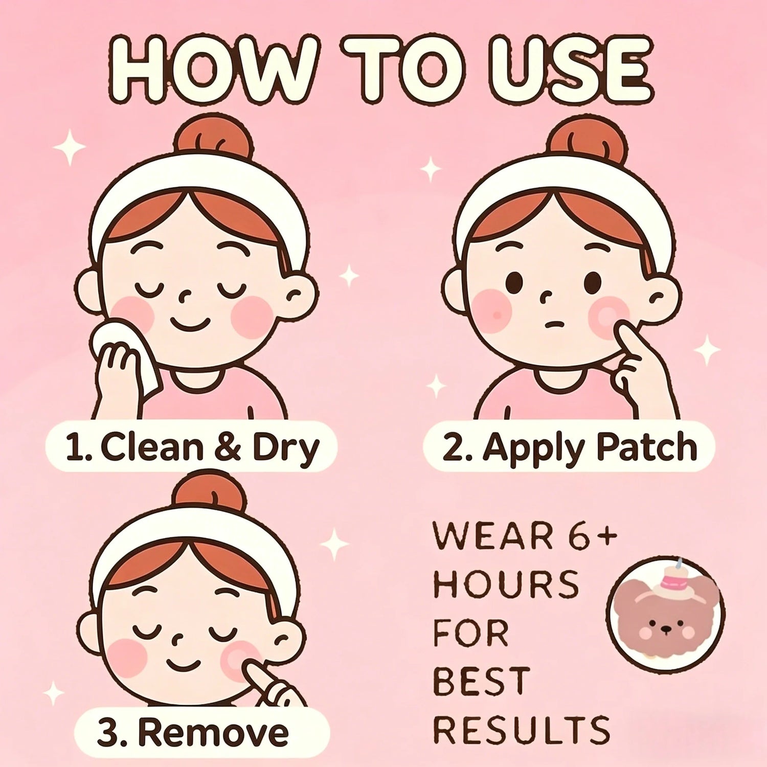 40/120/400pcs Cartoon Bear Design Acne Patches, Waterproof Hydrocolloid Spot Concealer, Breathable Pimple Cover Stickers for Dai