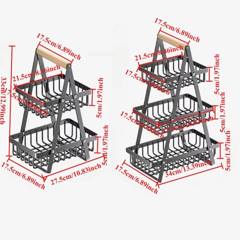 Multi Functional Storage Basket, Desktop Shelf, Snack and Fruit Storage Stand, Kitchen Seasoning and Tableware Storage Rack