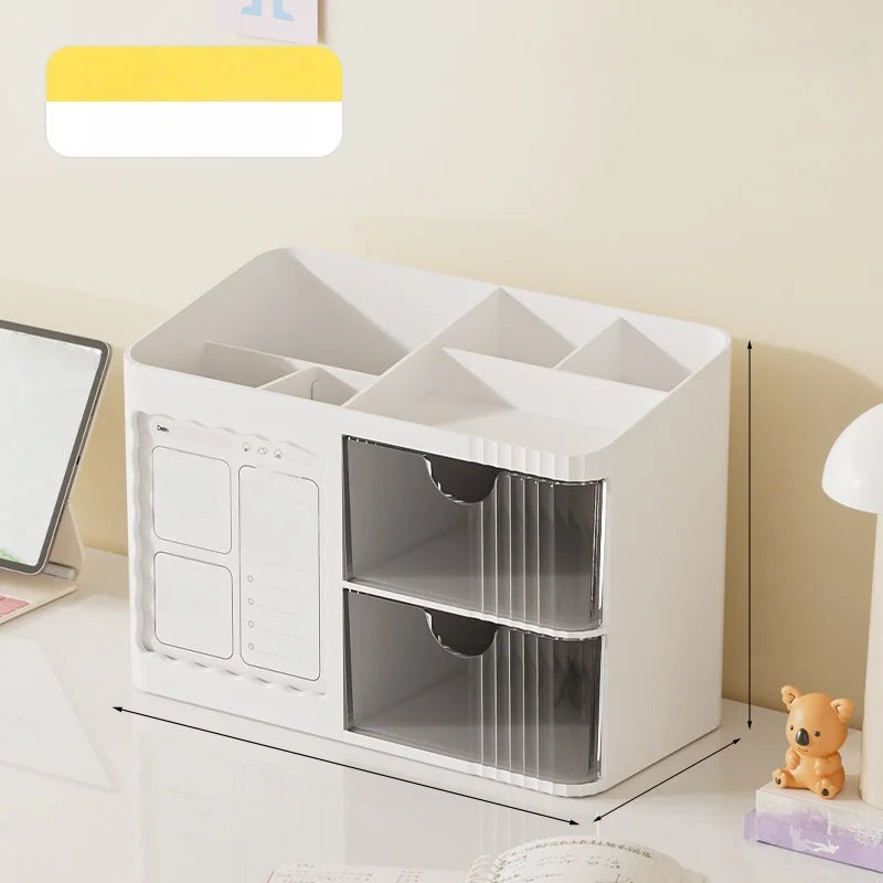 Cute Desktop Storage Organizer Box with Drawers, Multi-Compartment Cosmetic & Stationery Holder for Kids & Home