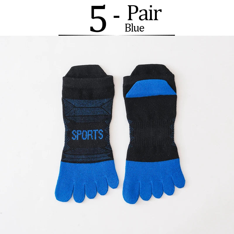 5 Pairs Ankle Toe Socks Sport Professional Cotton Colorful Sweat-Absorbing Breathable Fitness Hiking Cycling 5 Finger Boat Socks