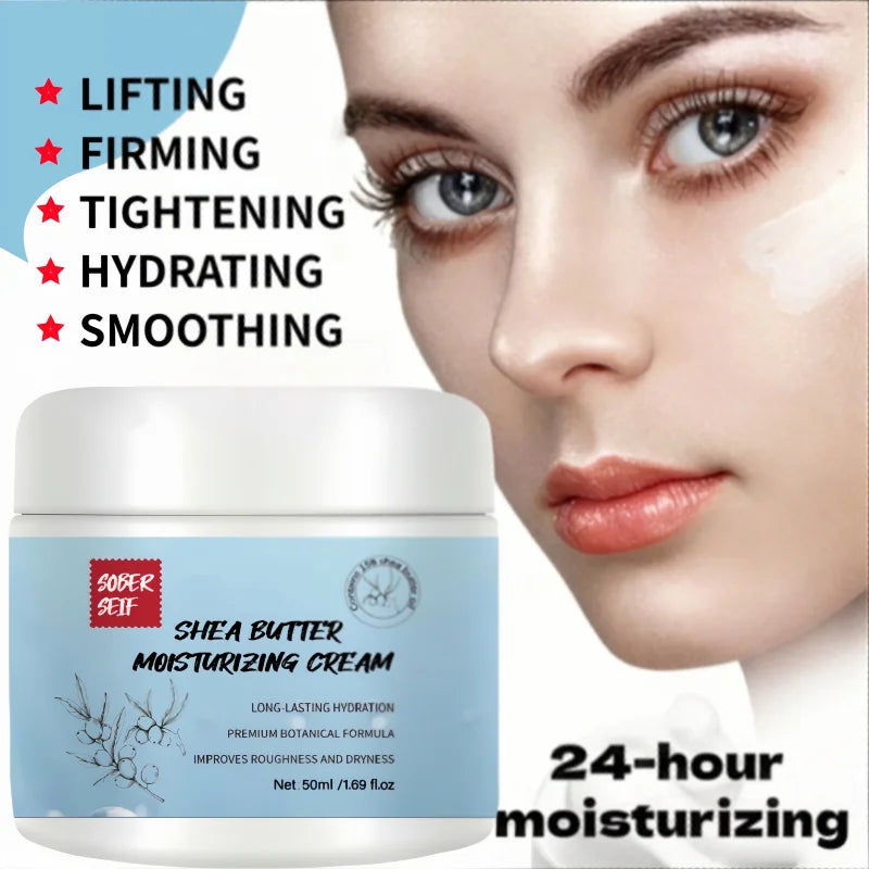 Shea Butter Hyaluronic Acid High‑Moisture Face Cream 50ml Dry Skin Savior Deep Nourishing Skin Care