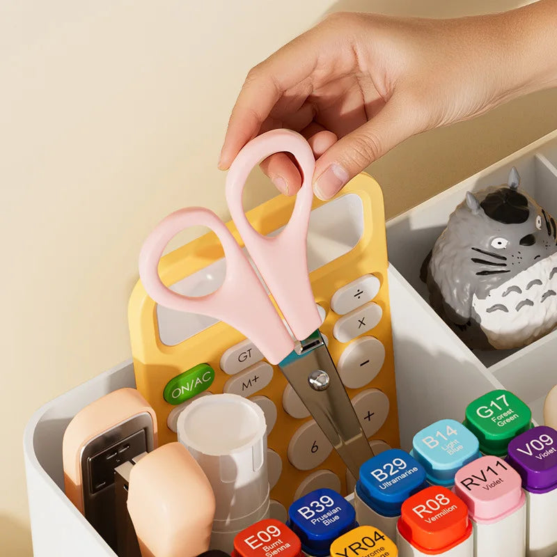 Cute Desktop Storage Organizer Box with Drawers, Multi-Compartment Cosmetic & Stationery Holder for Kids & Home