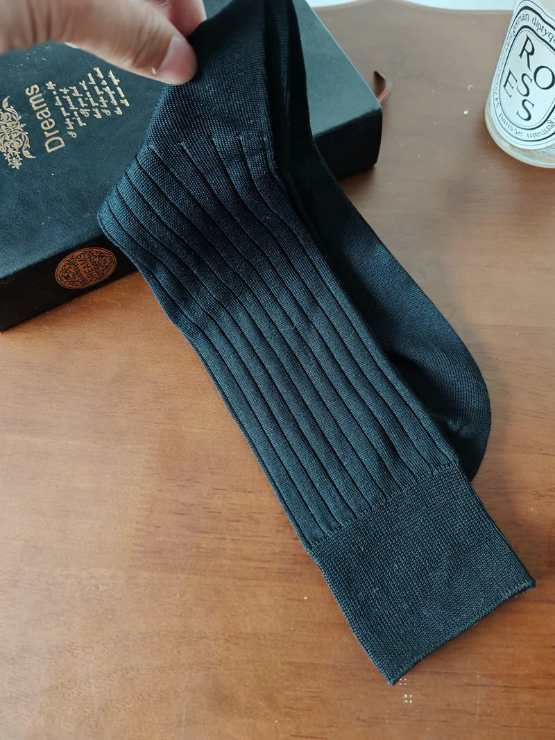 3 Pairs/Lot Solid Color Breathable Long Socks High Quality Knitting Cotton Mens Casual Business Male Dress Formal Sock