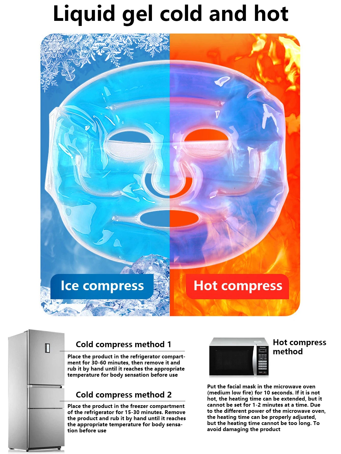 Cold Gel Face Mask Ice Compress Face Cooling Mask Gel Cooling Hot Cold Skin Care Tool Gel Face Mask Skin Firming Spa Sleep Mask