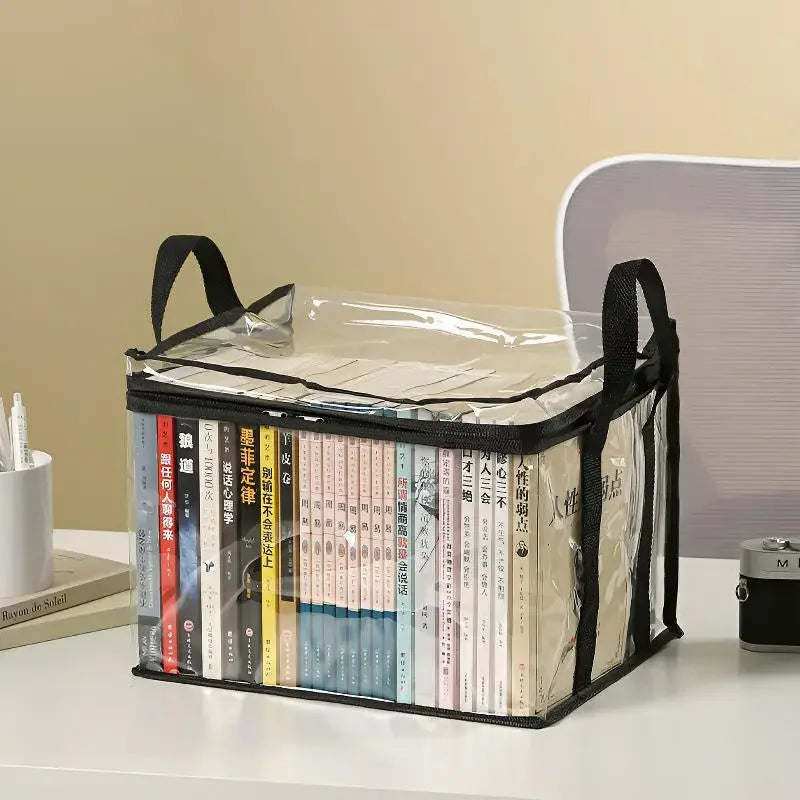 1 Pcs Foldable Book Box Student Dormitory Classroom Book Organizer Transparent Waterproof Household Book Organizing Storage Box