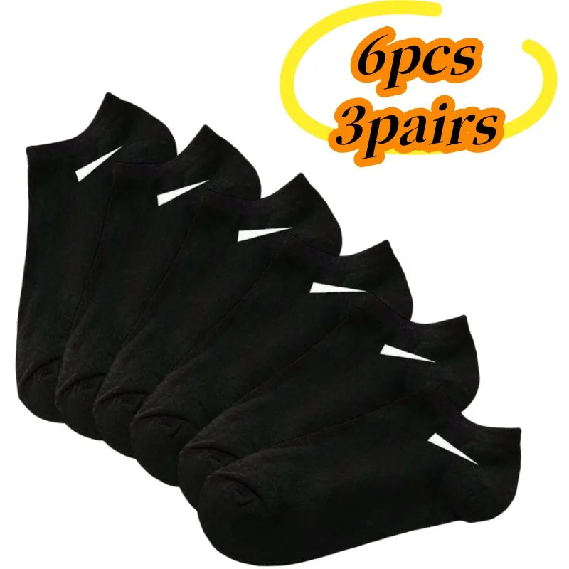 12pcs (6pairs)/6pcs (3pairs) Men's Breathable Socks Solid Color Simple Design Durable and Moisture Absorbing