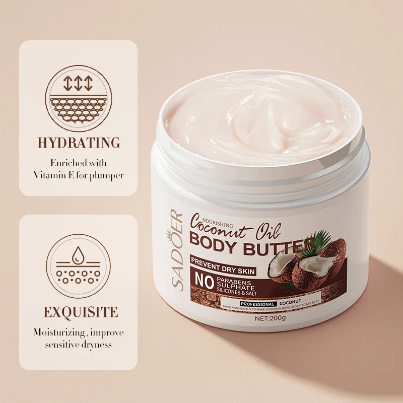 Coconut Moisturizing Body Butter, Hydrating Long-lasting Fragrance Cream, Nourishing Body Cream 200g/bottle