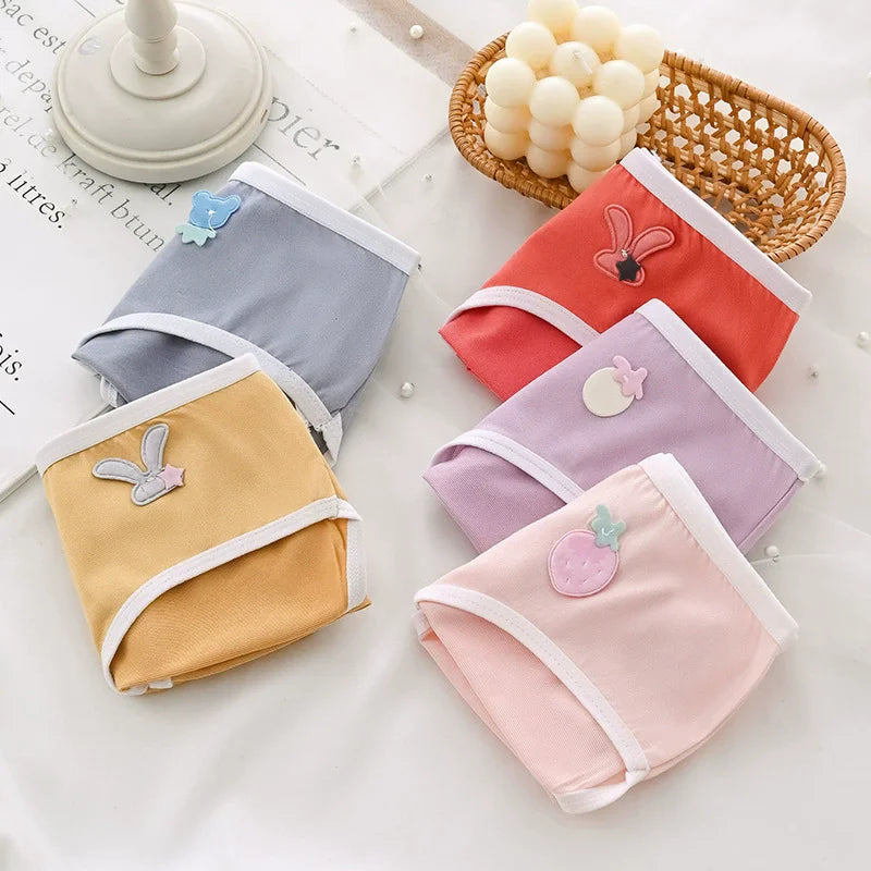 New 5-Piece Cute Underwear Set For Women, Comfortable And Breathable Triangle Underwear, Solid Color Mid Waist Casual Underwear