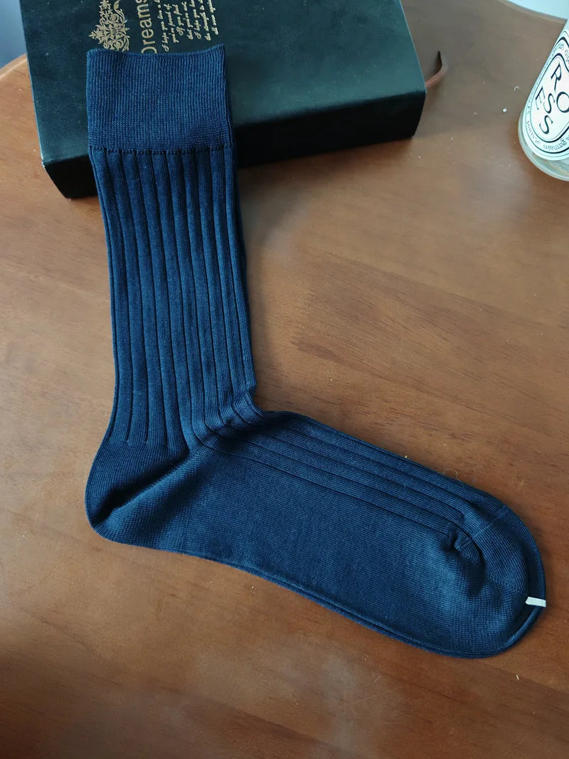 3 Pairs/Lot Solid Color Breathable Long Socks High Quality Knitting Cotton Mens Casual Business Male Dress Formal Sock