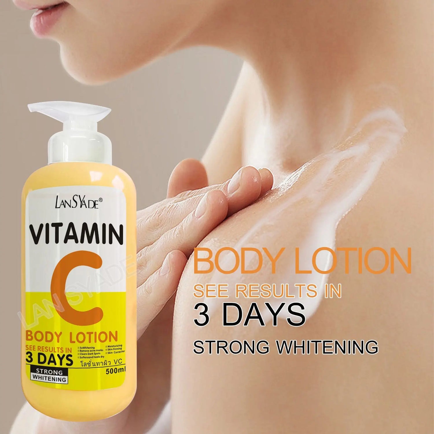 500ml LANSYADE AHA Brightening Body Lotion Arbutin Moisturizing Firming Body Cream  Vitamin C Soften Skin Essence Lotion