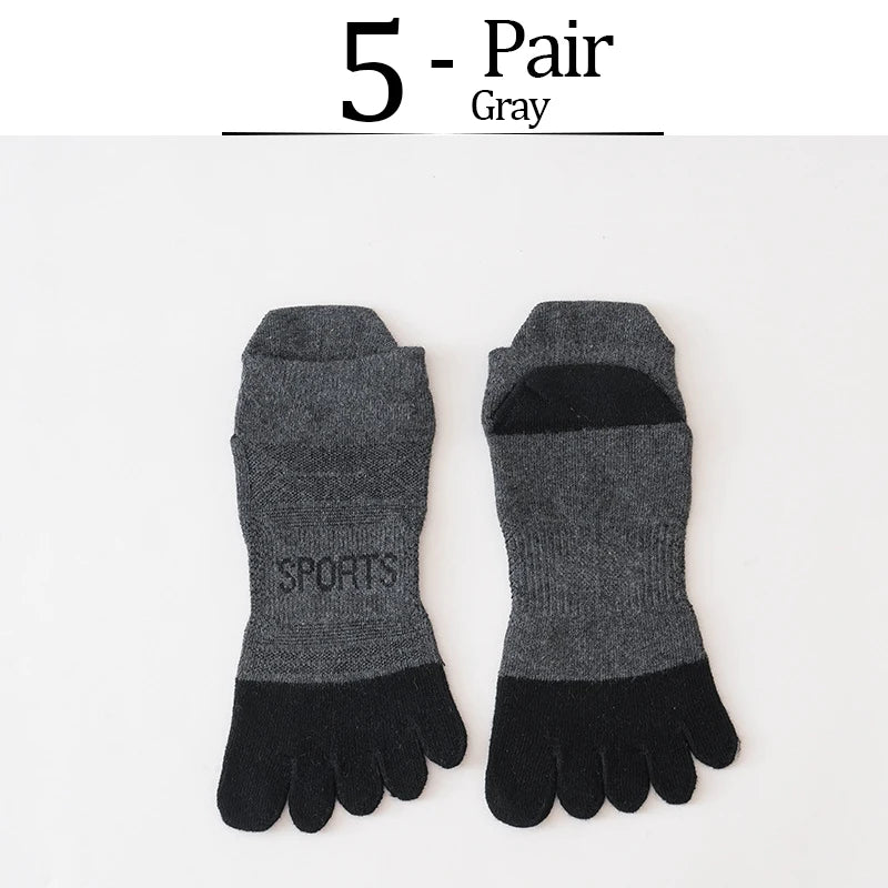 5 Pairs Ankle Toe Socks Sport Professional Cotton Colorful Sweat-Absorbing Breathable Fitness Hiking Cycling 5 Finger Boat Socks
