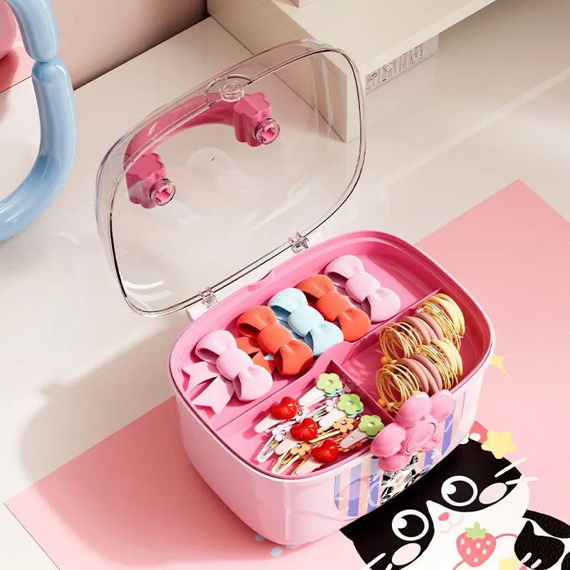 Cosmetics Storage Box - Double-layer, Large-capacity, Organizing and Dust-proof Jewelry Box Storage Organization