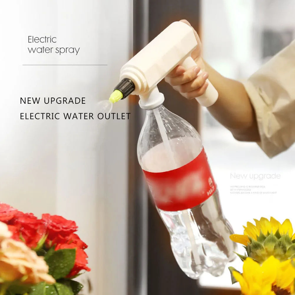 Electric Water Spray Gun Universal Bottle Interface USB Rechargeable Mist Stream Sprayer for House Cleaning Plant Watering Garde