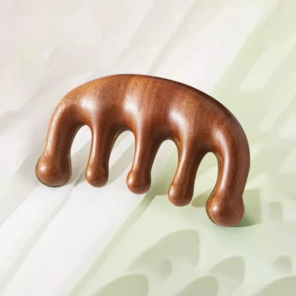 Meridian Massage Comb Five-Tooth Handleless Chinese Acupuncture Head Comb Blood Circulation Sandalwood Scalp Meridian Comb