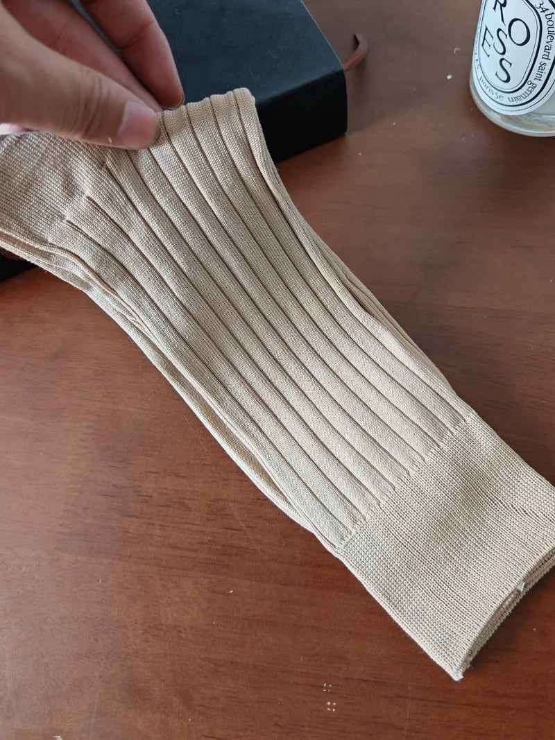 3 Pairs/Lot Solid Color Breathable Long Socks High Quality Knitting Cotton Mens Casual Business Male Dress Formal Sock