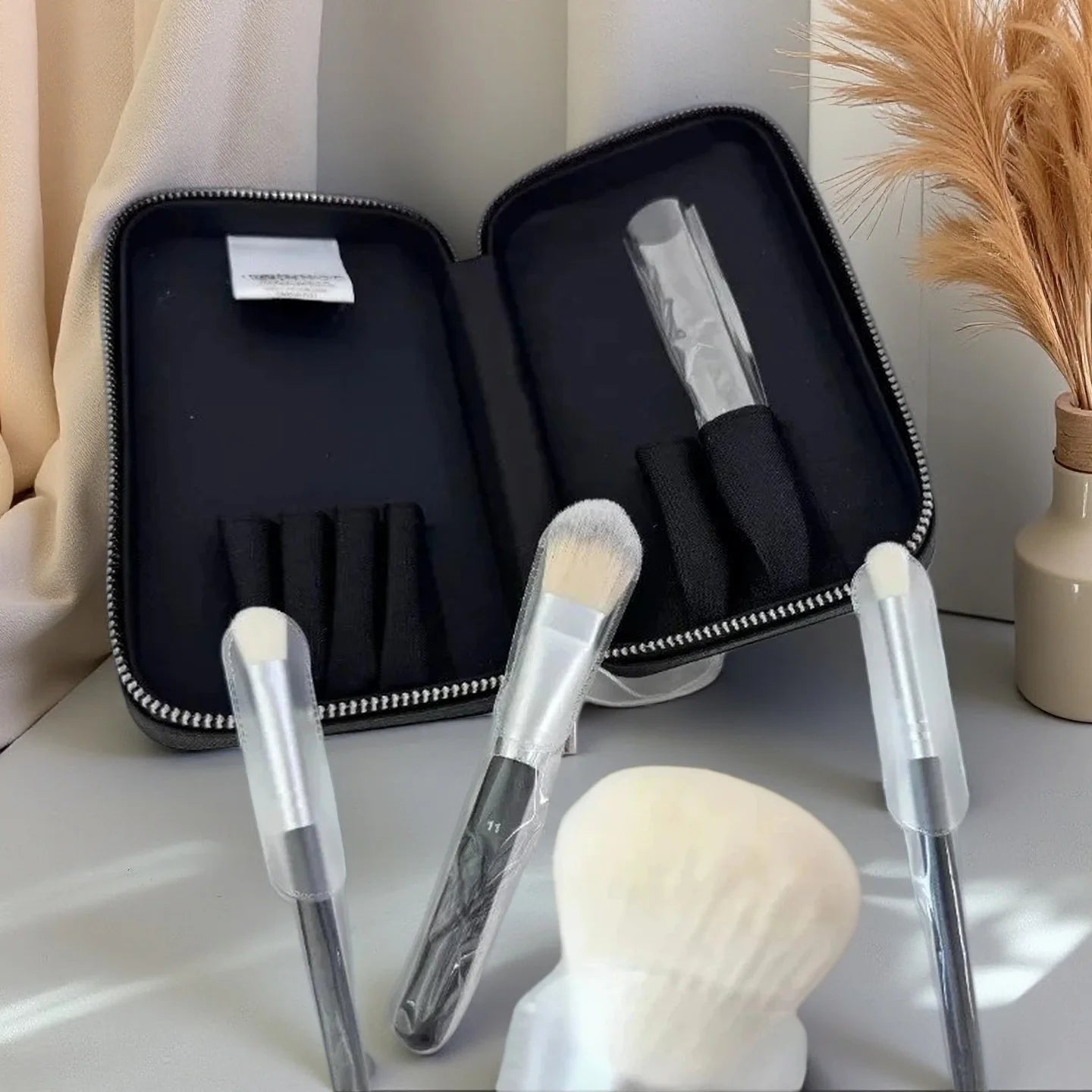 Luxury Travel Makeup Brush Set Including Foundation Brush, Blush Brush, Eyeshadow Brush, and Eyeliner Brush. Makeup Tools.