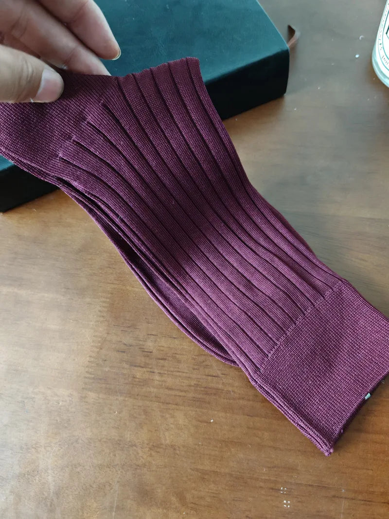 3 Pairs/Lot Solid Color Breathable Long Socks High Quality Knitting Cotton Mens Casual Business Male Dress Formal Sock