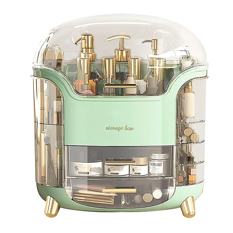 Cosmetic Storage Box with Lid and Drawers, Countertop Makeup Organizer Case, Waterproof & Dustproof Cosmetics Rack